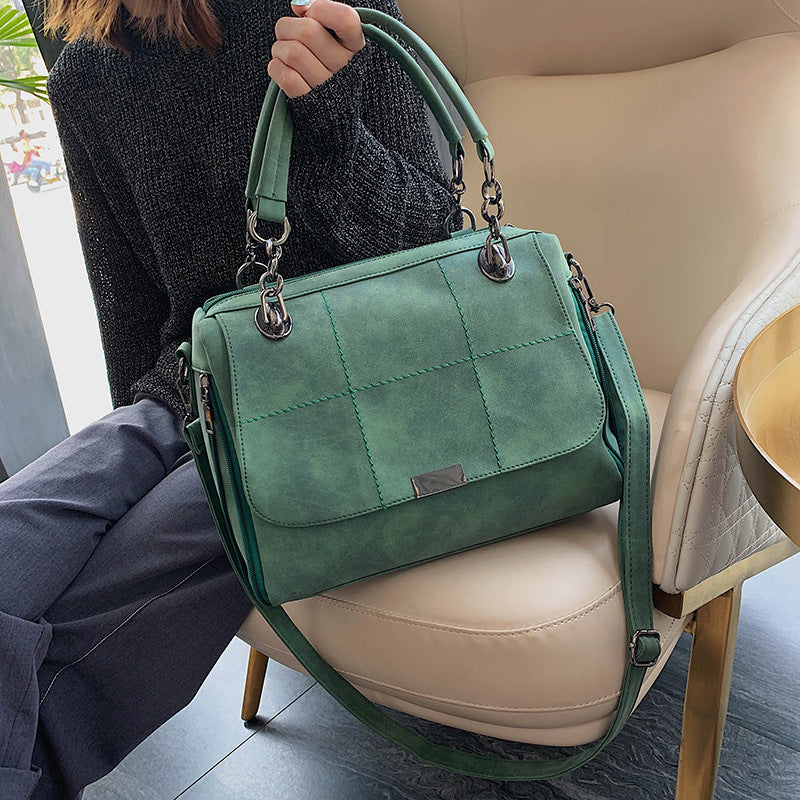 Large Capacity Matcha Green PU Leather Tote Bag – Lightweight & Versatile