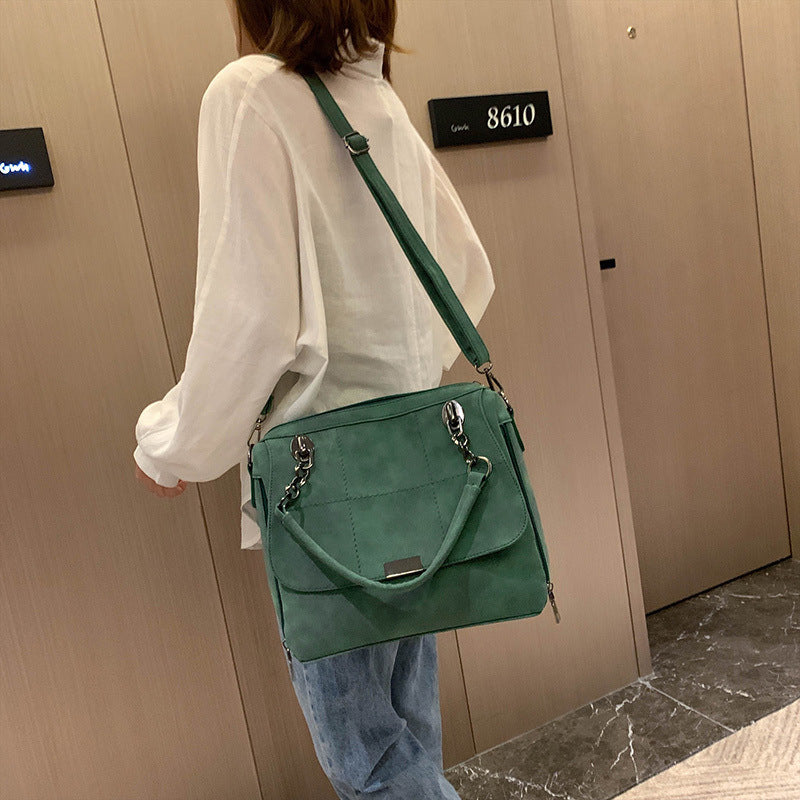 Large Capacity Matcha Green PU Leather Tote Bag – Lightweight & Versatile