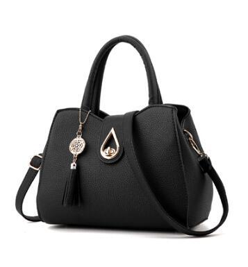PU Leather Tote Handbag with Tassel – Textured Litchi Pattern, Spacious & Chic