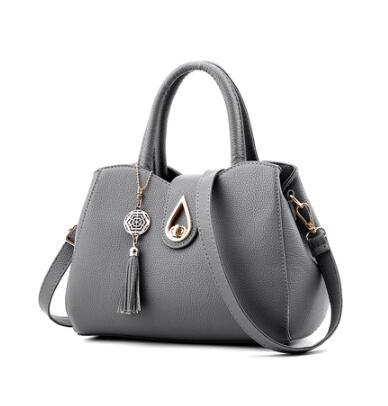 PU Leather Tote Handbag with Tassel – Textured Litchi Pattern, Spacious & Chic