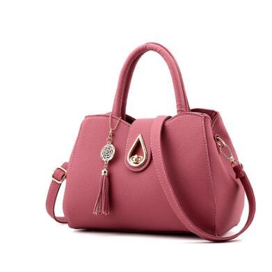 PU Leather Tote Handbag with Tassel – Textured Litchi Pattern, Spacious & Chic