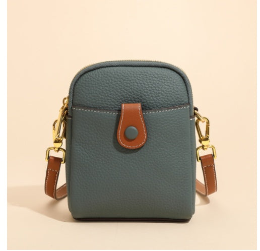 Lychee Pattern Leather Crossbody Phone Bag – Compact & Stylish for Women