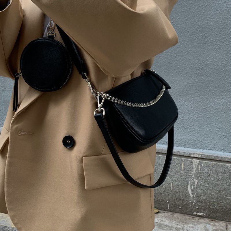 Underarm Chain Crossbody PU Leather Bag – Vintage Style for Women