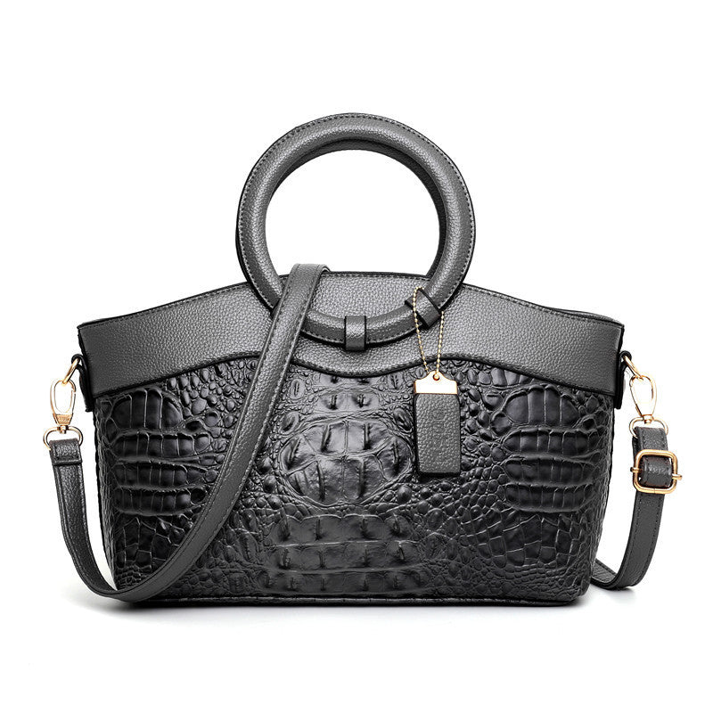 Gykaeo Crocodile Texture Handbag – Large Retro Chic Shoulder Bag for Women