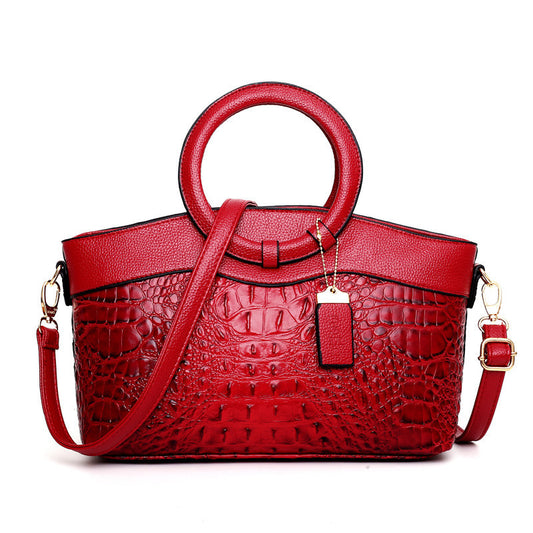 Gykaeo Crocodile Texture Handbag – Large Retro Chic Shoulder Bag for Women
