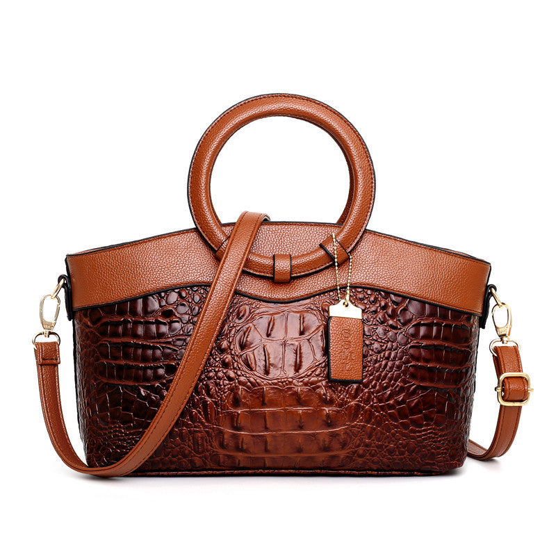 Gykaeo Crocodile Texture Handbag – Large Retro Chic Shoulder Bag for Women