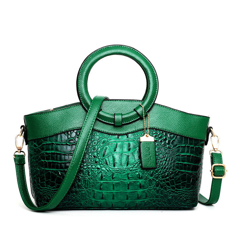 Gykaeo Crocodile Texture Handbag – Large Retro Chic Shoulder Bag for Women