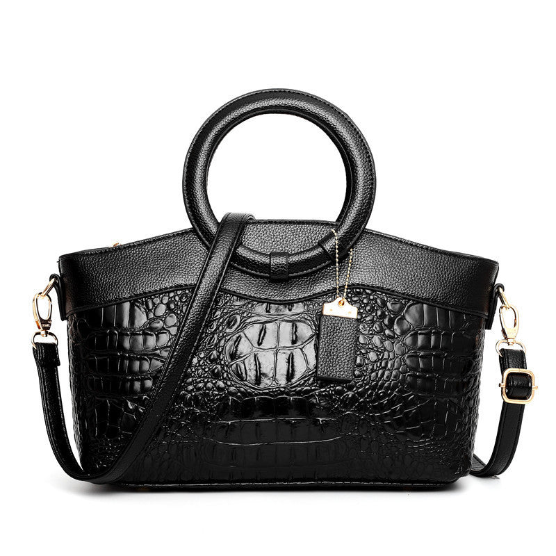Gykaeo Crocodile Texture Handbag – Large Retro Chic Shoulder Bag for Women