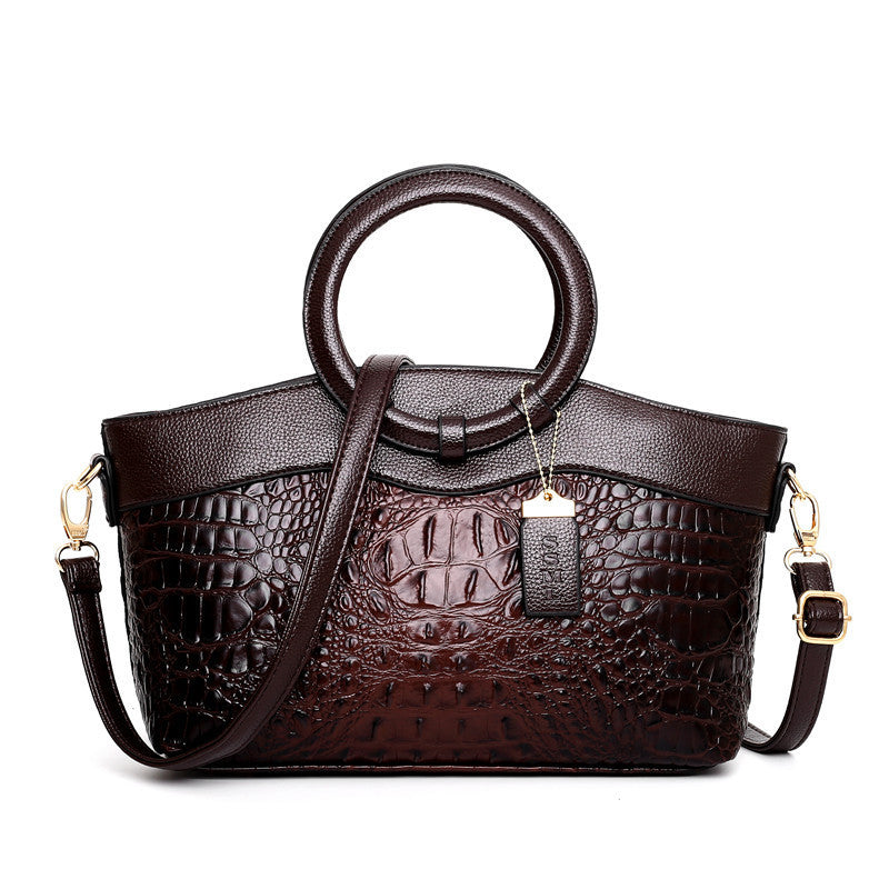 Gykaeo Crocodile Texture Handbag – Large Retro Chic Shoulder Bag for Women
