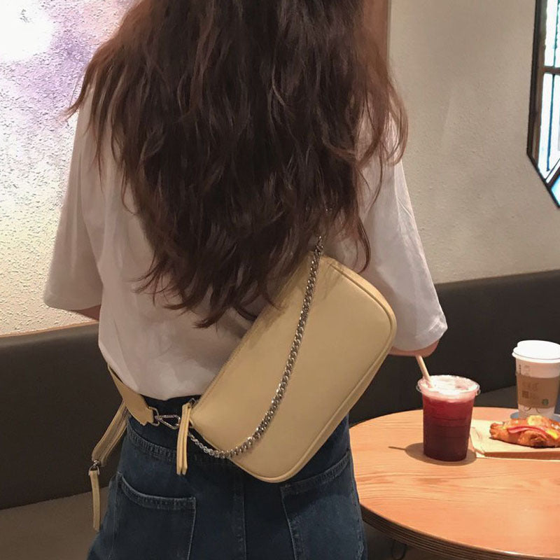 Underarm Chain Crossbody PU Leather Bag – Vintage Style for Women