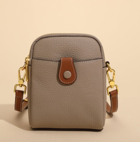 Lychee Pattern Leather Crossbody Phone Bag – Compact & Stylish for Women