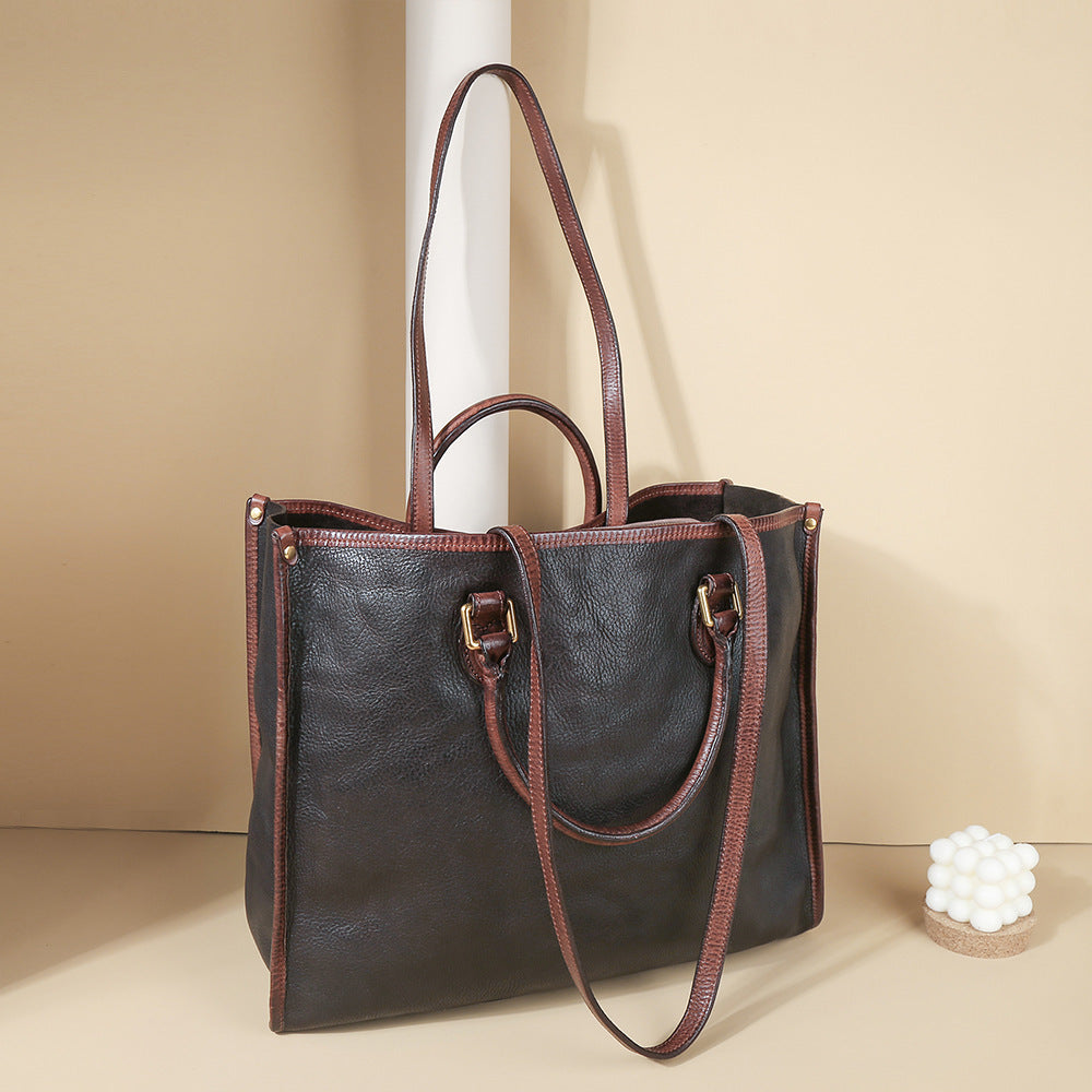 Women's Retro Genuine Leather Shoulder Bag – Large Capacity, Vintage Style