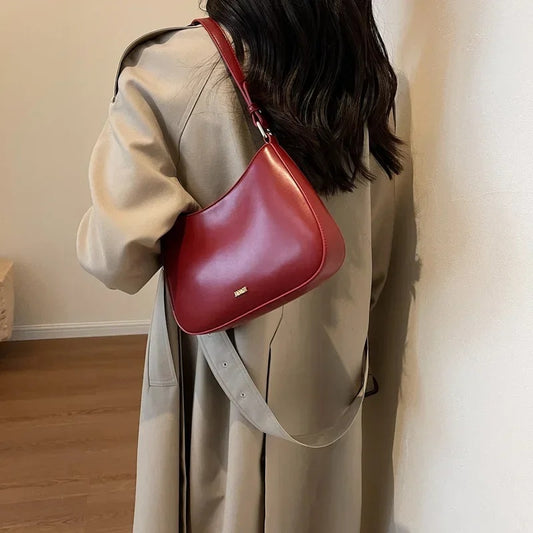 Red Leather Crossbody Underarm Bag – Luxury Designer Style for Women
