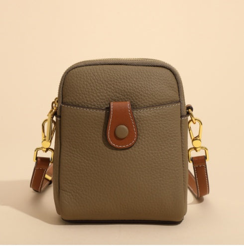 Lychee Pattern Leather Crossbody Phone Bag – Compact & Stylish for Women