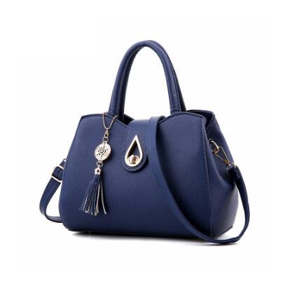 PU Leather Tote Handbag with Tassel – Textured Litchi Pattern, Spacious & Chic