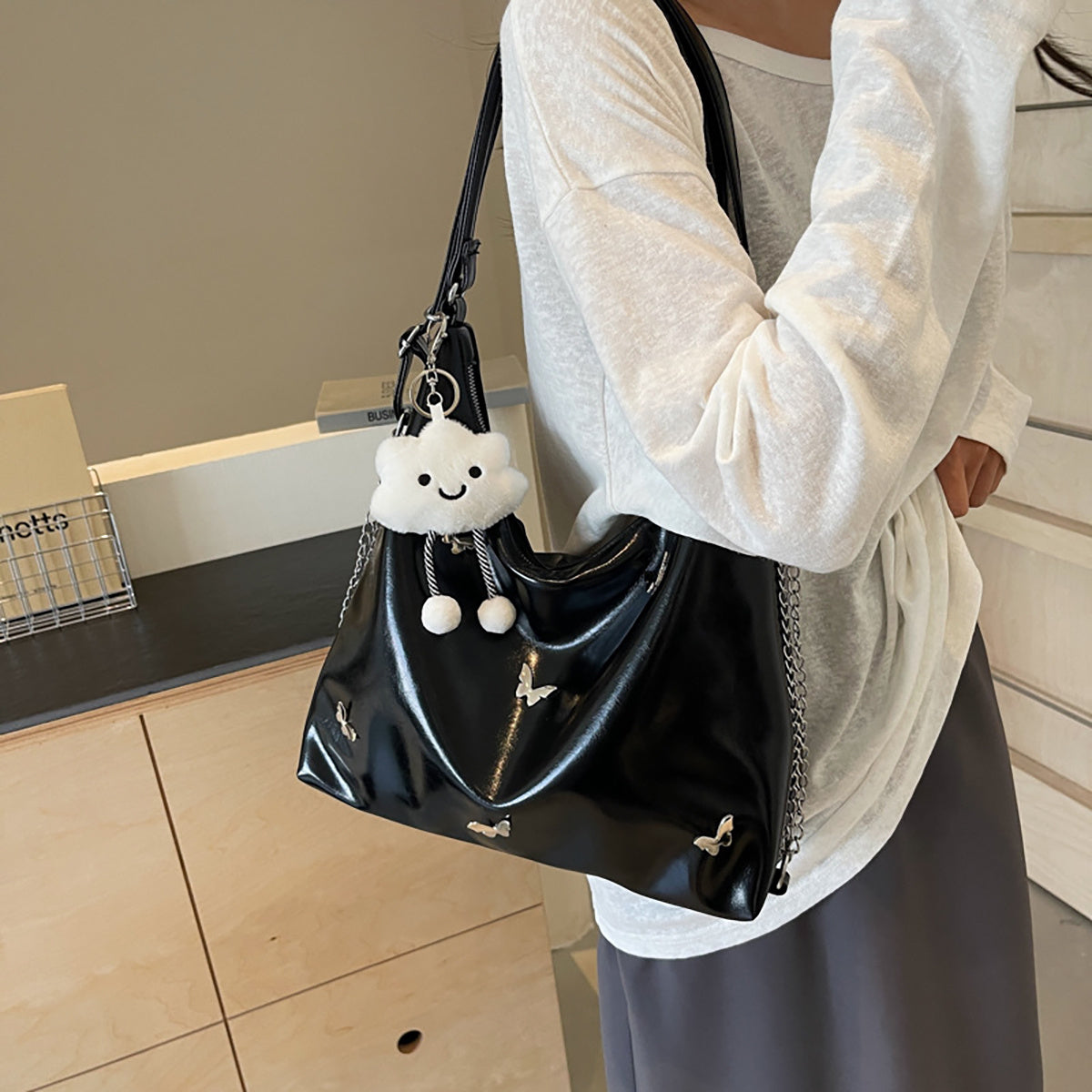 Large Genuine Leather Hobo Crossbody Bag – Designer Organizer for Women