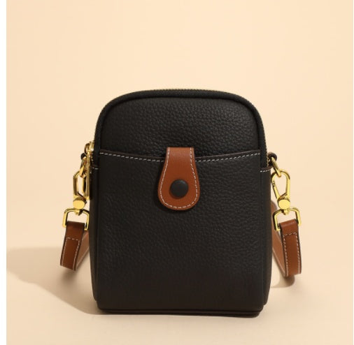 Lychee Pattern Leather Crossbody Phone Bag – Compact & Stylish for Women