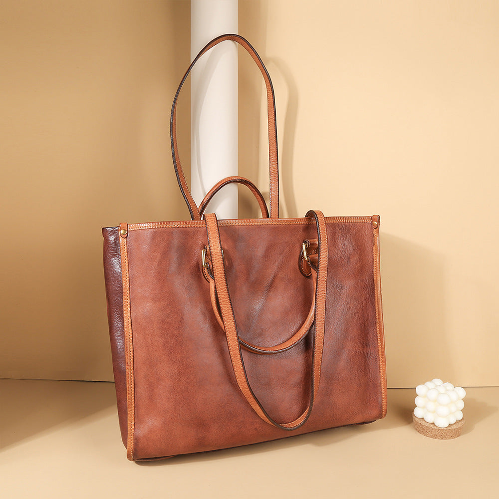 Women's Retro Genuine Leather Shoulder Bag – Large Capacity, Vintage Style