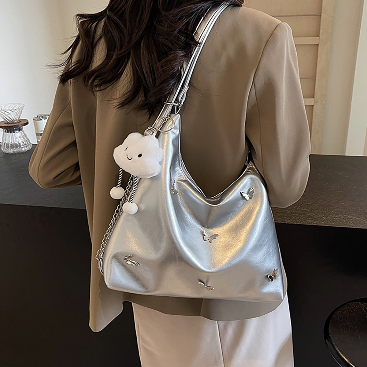 Large Genuine Leather Hobo Crossbody Bag – Designer Organizer for Women