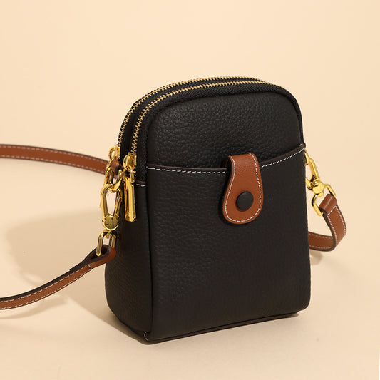 Lychee Pattern Leather Crossbody Phone Bag – Compact & Stylish for Women